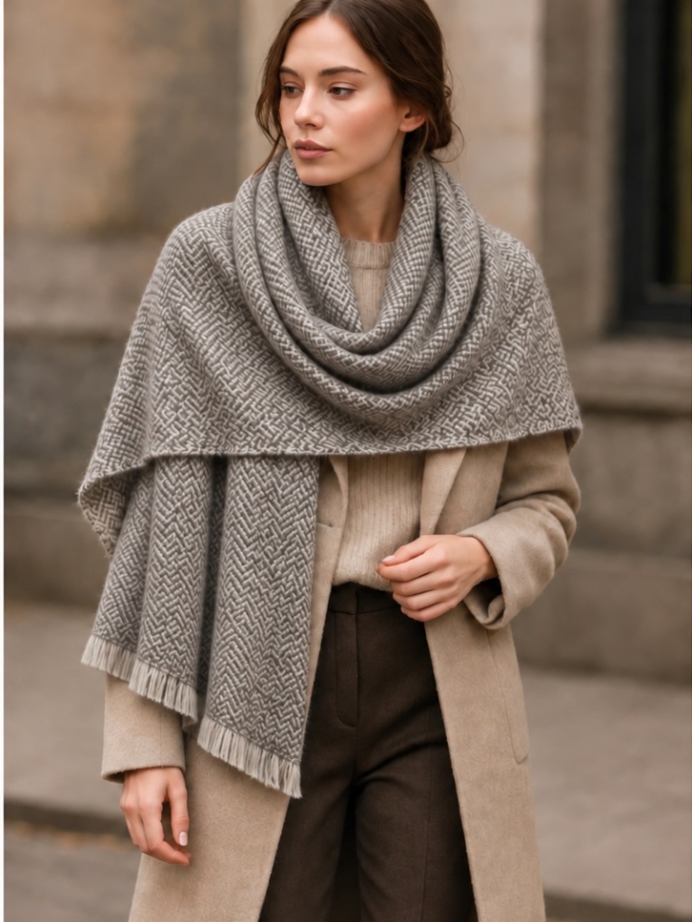 Lauren Ralph Lauren Oversized Herringbone Scarf Wrap